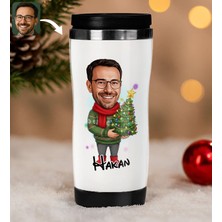 Bk Gift Kişiye Özel Erkek Yılbaşı Karikatürlü Çelik Termos Bardak - 13, Yılbaşı Hediyesi, Yeni Yıl Hediyesi