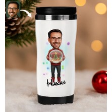Bk Gift Kişiye Özel Erkek Yılbaşı Karikatürlü Çelik Termos Bardak - 10, Yılbaşı Hediyesi, Yeni Yıl Hediyesi