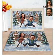 Bk Gift Kişiye Özel Sevgili Yılbaşı Karikatür Tasarımlı 1000 Parça Profesyonel Puzzle-13, 1000 Puzzle, Yeni Yıl Hediyesi, Yılbaşı Hediyesi