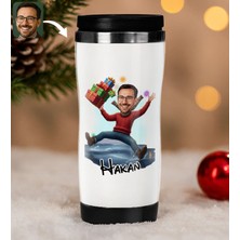 Bk Gift Kişiye Özel Erkek Yılbaşı Karikatürlü Çelik Termos Bardak - 9, Yılbaşı Hediyesi, Yeni Yıl Hediyesi