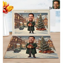 Bk Gift Kişiye Özel Erkek Yılbaşı Karikatür Tasarımlı 1000 Parça Profesyonel Puzzle-4, 1000 Puzzle, Yeni Yıl Hediyesi, Yılbaşı Hediyesi