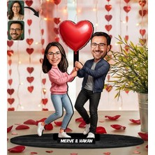 Bk Gift Kişiye Özel Sevgili Karikatürlü Ahşap Biblo -27, Fotoğraftan Karikatür, Sevgililer Günü Hediyesi, Ev Hediyesi