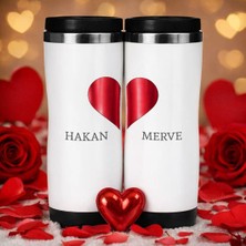 Bk Gift Kişiye Özel Çift Sevgili Tasarımlı Ikili Çelik Termos Bardak -11, Sevgiliye Hediye, Sevgililer Günü Hediyesi