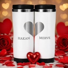 Bk Gift Kişiye Özel Çift Sevgili Tasarımlı Ikili Çelik Termos Bardak -12, Sevgiliye Hediye, Sevgililer Günü Hediyesi
