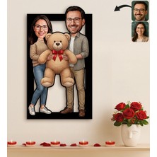 Bk Gift Kişiye Özel Sevgili Karikatürlü 3D Ahşap Tablo -35, Fotoğraftan Karikatür, Sevgililer Günü Hediyesi, Ev Hediyesi