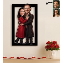 Bk Gift Kişiye Özel Sevgili Karikatürlü 3D Ahşap Tablo -21, Fotoğraftan Karikatür, Sevgililer Günü Hediyesi, Ev Hediyesi