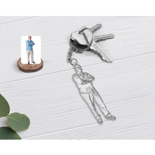 BK Gift Kişiye Özel Tam Boy Karakalem Büyükbaba Karikatürlü Şeffaf Pleksi Anahtarlık-1