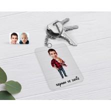 BK Gift Kişiye Özel Baba Oğul Karikatürlü Şeffaf Pleksi Anahtarlık-3