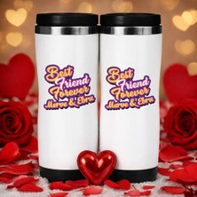 Bk Gift Kişiye Özel Best Friend Tasarımlı Ikili Çelik Termos Bardak -2, Sevgiliye Hediye, Sevgililer Günü Hediyesi
