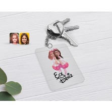 BK Gift Kişiye Özel Kız Kardeşler Karikatürlü Şeffaf Pleksi Anahtarlık-3