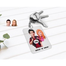 BK Gift Kişiye Özel Sevgililer Karikatürlü Şeffaf Pleksi Anahtarlık-91