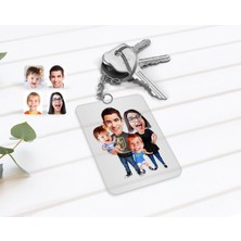 BK Gift Kişiye Özel Aile Karikatürlü Şeffaf Pleksi Anahtarlık-3
