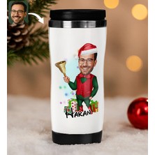 Bk Gift Kişiye Özel Erkek Yılbaşı Karikatürlü Çelik Termos Bardak - 16, Yılbaşı Hediyesi, Yeni Yıl Hediyesi
