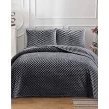Lal Home Deco Petek Tek Kişilik Wellsoft Yatak Örtüsü Seti 180X240CM - Yumuşak Dokulu Yastıklı - Siyah