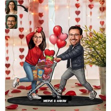 Bk Gift Kişiye Özel Sevgili Karikatürlü Ahşap Biblo -22, Fotoğraftan Karikatür, Sevgililer Günü Hediyesi, Ev Hediyesi