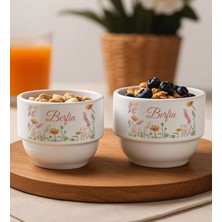 Bk Gift Kişiye Özel Isimli Çiçek Tasraımlı 2'li Çerezlik Kase-14 Yeni Ev Hediyesi Önerileri, Misafir Sunum Ürünü, Çay Yanı Kase