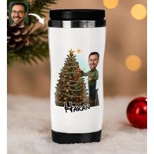 Bk Gift Kişiye Özel Erkek Yılbaşı Karikatürlü Çelik Termos Bardak - 15, Yılbaşı Hediyesi, Yeni Yıl Hediyesi