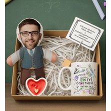 Bk Gift Kişiye Özel Erkek Öğretmen Bebek Yastık & Kupa Bardak & Mum & Notluk -1, Öğretmenler Günü, Öğretmene Hediye