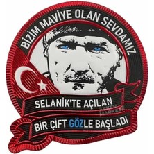 Kordak Bizim Maviye Olan Sevdamız Atatürk Peç Arma (9.5 Cm) - Cırtlı Peç