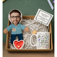 Bk Gift Kişiye Özel Erkek Öğretmen Bebek Yastık & Kupa Bardak & Mum & Notluk -5, Öğretmenler Günü, Öğretmene Hediye
