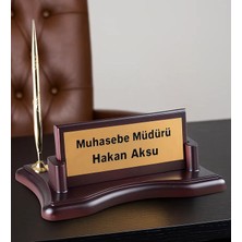 Bk Gift Kişiye Özel Ahşap Masa Isimliği - Tek Kalemli-1, Yeni Iş Hediyesi, Ofis Hediyesi, Arkadaşa Hediye