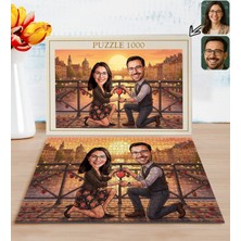 Bk Gift Kişiye Özel Sevgili Karikatürlü 1000 Parça Profesyonel Puzzle-15, 1000 Puzzle, Sevgililer Günü Hediyesi, Sevgiliye Hediye