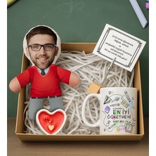Bk Gift Kişiye Özel Erkek Öğretmen Bebek Yastık & Kupa Bardak & Mum & Notluk -3, Öğretmenler Günü, Öğretmene Hediye
