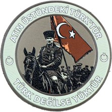 Kordak Atatürk Patch - "atın Üstündeki Türk'tür" Yazılı Cırtlı Peç (9.5 Cm)