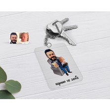 BK Gift Kişiye Özel Baba Oğul Karikatürlü Şeffaf Pleksi Anahtarlık-1