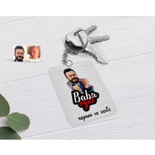 BK Gift Kişiye Özel Baba Oğul Karikatürlü Şeffaf Pleksi Anahtarlık-4