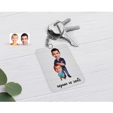 BK Gift Kişiye Özel Baba Oğul Karikatürlü Şeffaf Pleksi Anahtarlık-2