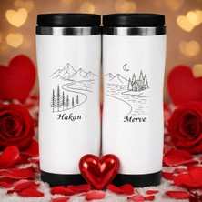 Bk Gift Kişiye Özel Çift Sevgili Tasarımlı Ikili Çelik Termos Bardak -3, Sevgiliye Hediye, Sevgililer Günü Hediyesi