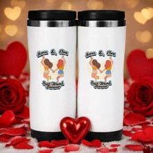 Bk Gift Kişiye Özel Best Friend Tasarımlı Ikili Çelik Termos Bardak -5, Sevgiliye Hediye, Sevgililer Günü Hediyesi