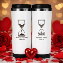 Bk Gift Kişiye Özel Çift Sevgili Tasarımlı Ikili Çelik Termos Bardak -2, Sevgiliye Hediye, Sevgililer Günü Hediyesi