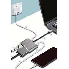 Thentech Type C Görüntü Dönüştürücü Adaptör 4K HDMI VGA USB 3.0 Pd Çoklayıcı Hub Projeksiyon Uyumlu
