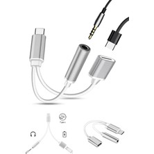 Thentech 2 In 1 Type-C To 3.5mm Aux Kulaklık ve Şarj Çoklayıcı Dönüştürücü Adaptör Hızlı Şarj Destekli Yeni