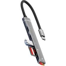 Thentech Type-C 5 In 1 Hub Coklayici Adaptor USB 3.0 Sd Tf Kart Okuyucu Laptop Telefon Uyumlu Donusturucu
