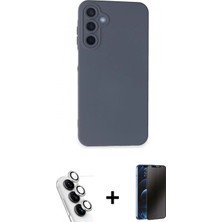 Pileli Store Pilelistore™ Galaxy A25 5g Kılıf Ahenk Serisi - Siyah 3D Antistatik Hayalet Cam Ekran Koruyucu + Valdez Metal Kamera Lens - Gs