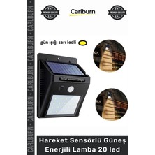 Carlburn Özel Üretim Solar Bahçe Aydınlatma Dış Mekan Sarı Işık Hareket Sensörlü Güneş Enerjili Lamba 20 LED