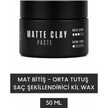 Matte Clay Paste – Erkekler Için Mat Bitişli Orta Tutuşlu Saç Şekillendirici Wax 50 ml