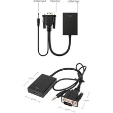 Thentech Ses Destekli VGA To HDMI Dönüştürücü Çevirici Aux Kablolu Görüntü Aktarıcı Pc Tv Uyumlu Adaptör