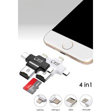 Thentech 4 In 1 Type-C Akıllı Telefon Kamera Uyumlu Lightning Micro USB Kart Okuyucu