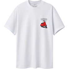 Velvoria Unisex Oversize Beautıful Ride Baskılı Beyaz Renk T-Shirt