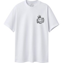 Velvoria Unisex Oversize Streetwear Baskılı Beyaz Renk T-Shirt