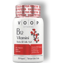 Voop B12 Vitamini Biotin&Folik Asit 60 Bitkisel Kapsül Cilt, Saç, Tırnak ve Beyin Sağlığı Destekleyici