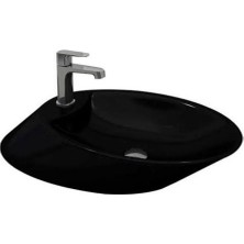 Bocchi Vessel Batarya Banklı Çanak Lavabo 72 cm Parlak Siyah