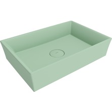 Bocchi Vessel Tezgah Üstü Lavabo 56X38 cm - Mat Mint Yeşil