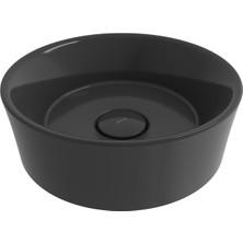 Bocchi Vessel Yuvarlak Çanak Lavabo 38 cm Parlak Siyah