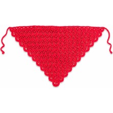Neholia El Örgüsü Kırmızı Saç Bandanası Kadın Bohem Üçgen Bandana Yazlık Saç Aksesuarı El Yapımı Dantel Bandana
