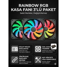 Oem Rainbow Rgb Gökkuşağı Molex Kasa Fanı 120 mm - 3'lü Paket